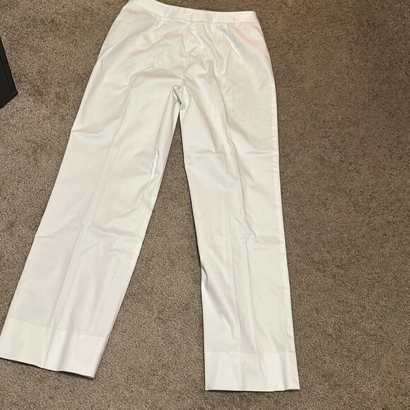 Lafayette 148 Women's 8 Straight Leg Slacks White Trouser Pant Coastal Preppy - Picture 2 of 9